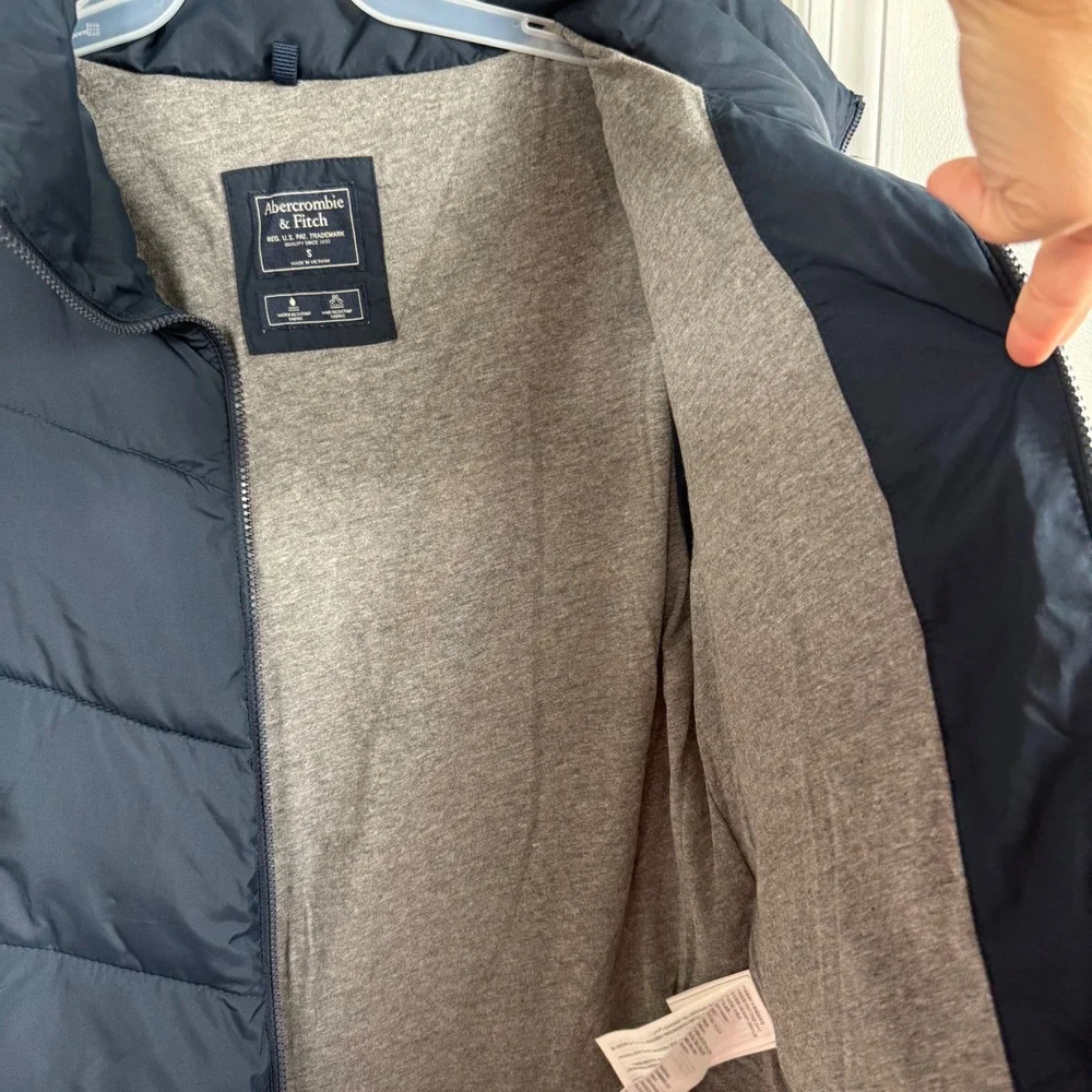 Abercrombie & Fitch Puffer Jacket Womens S Navy Blue Y2K Water Wind Resistant